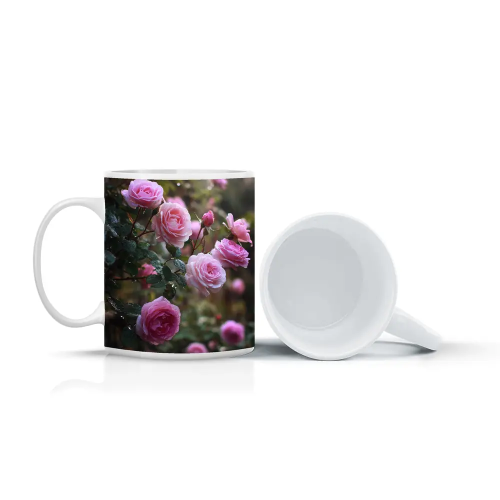 Pink Roses With Rain Drops Garden – Mugs