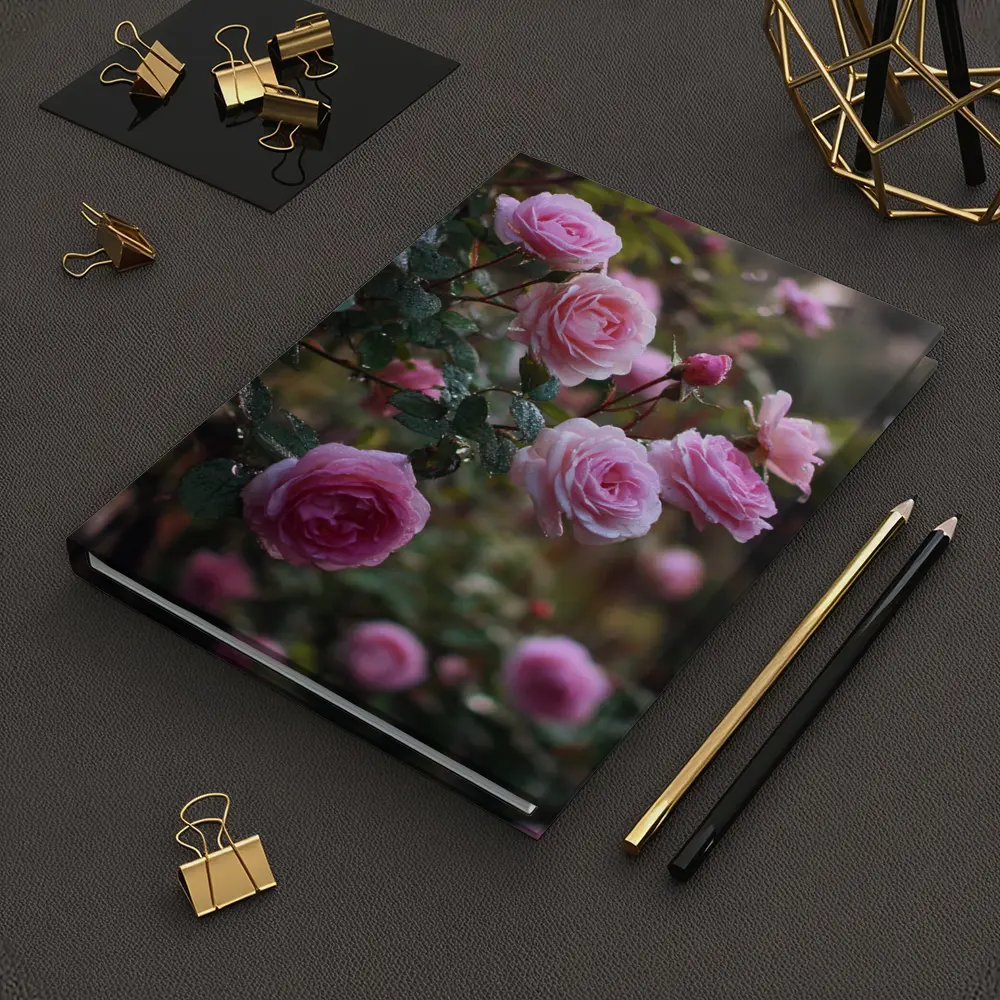 Pink Roses With Rain Drops Garden – Notebooks