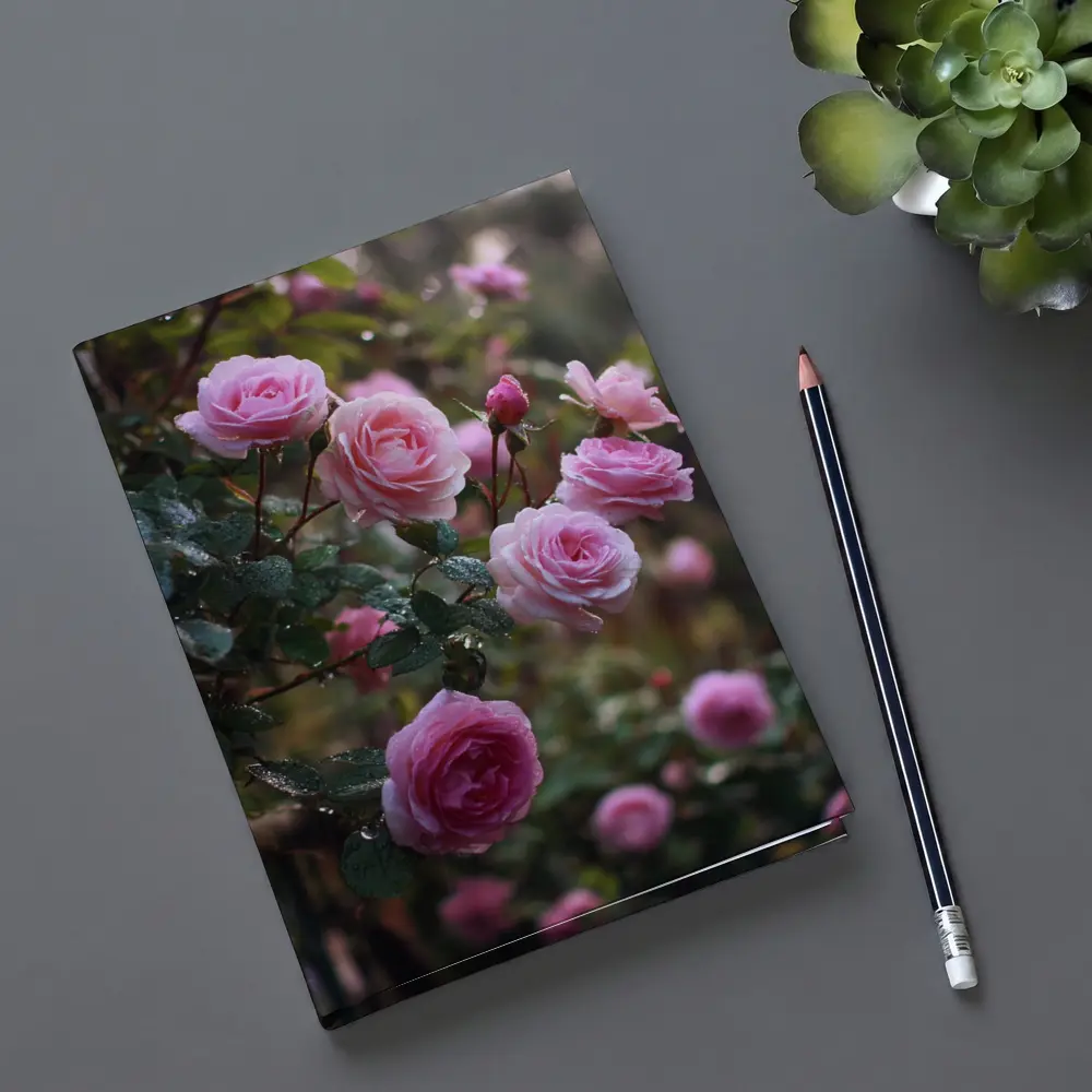 Pink Roses With Rain Drops Garden – Notebooks