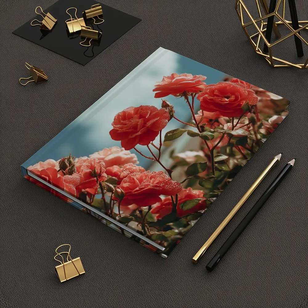 Red Roses Climbing Against Blue Sky – Notebooks