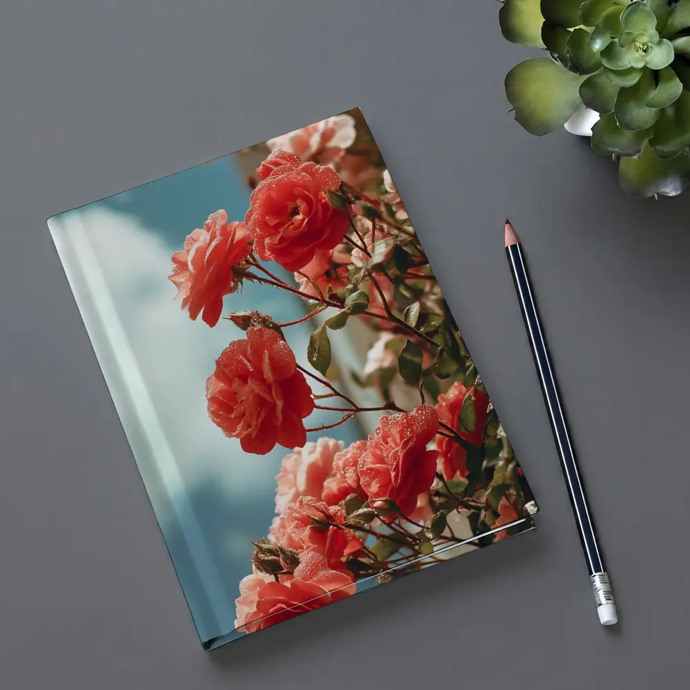 Red Roses Climbing Against Blue Sky – Notebooks