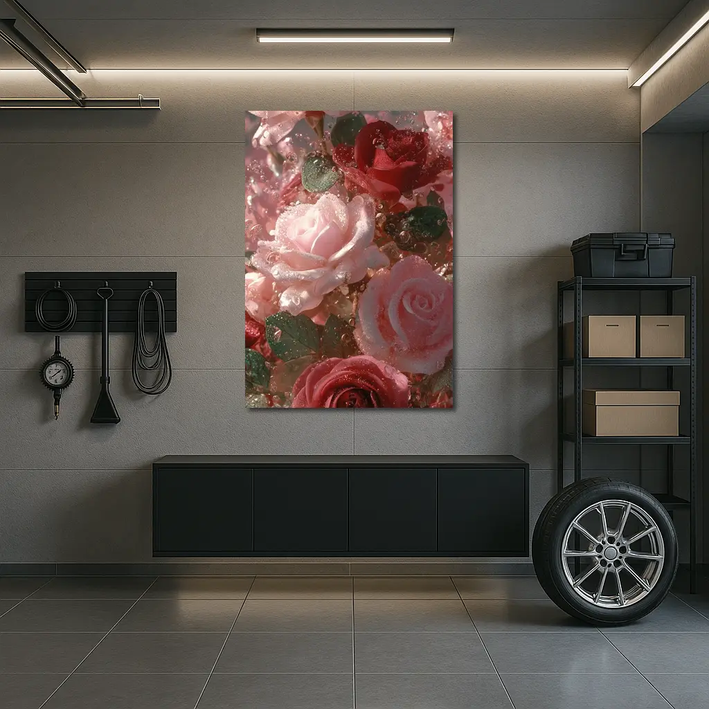 Pink and Red Roses with Water Droplets – Wall Art