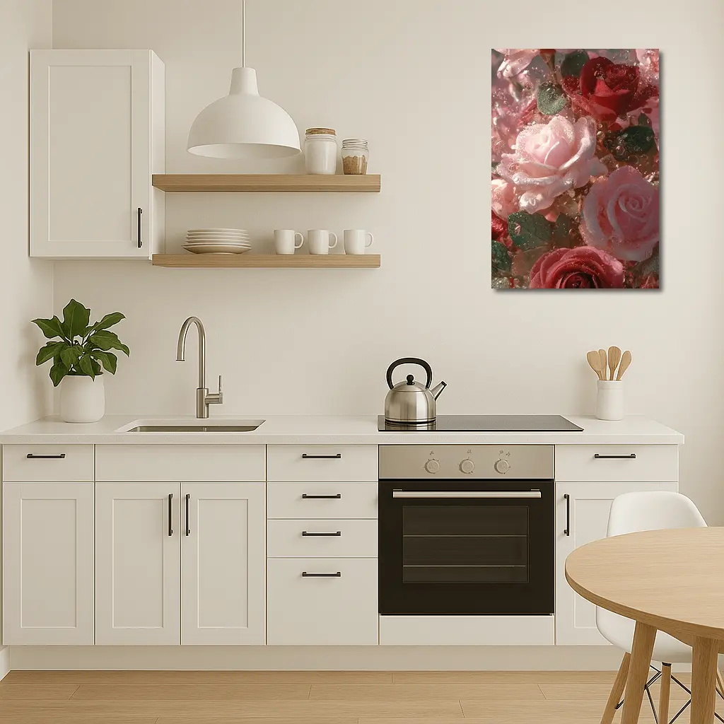Pink and Red Roses with Water Droplets – Wall Art