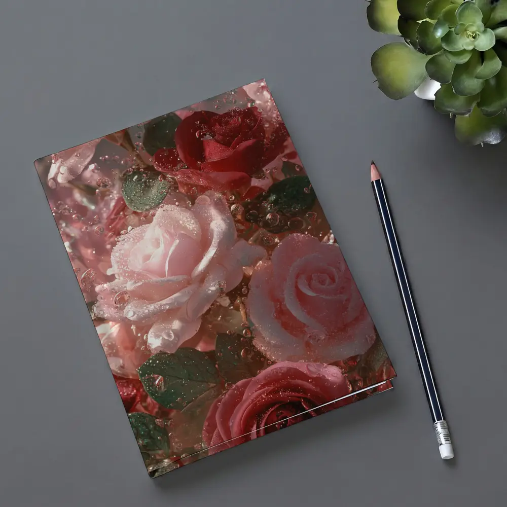 Pink and Red Roses with Water Droplets – Notebooks
