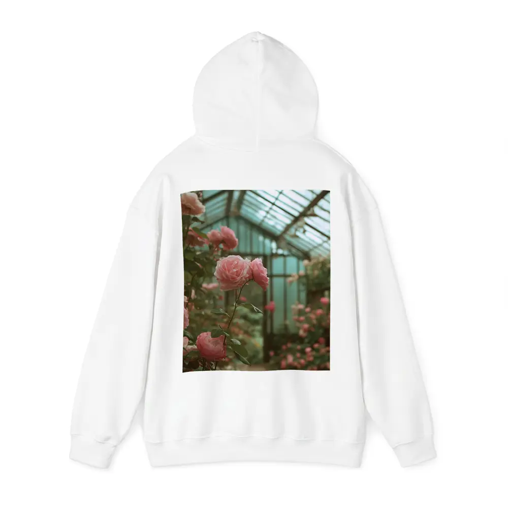 Pink Roses Blooming Inside Glass Greenhouse – Hoodies