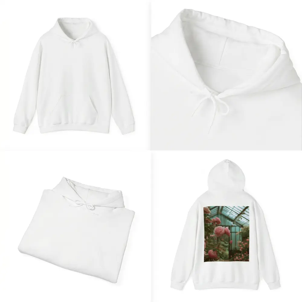Pink Roses Blooming Inside Glass Greenhouse – Hoodies