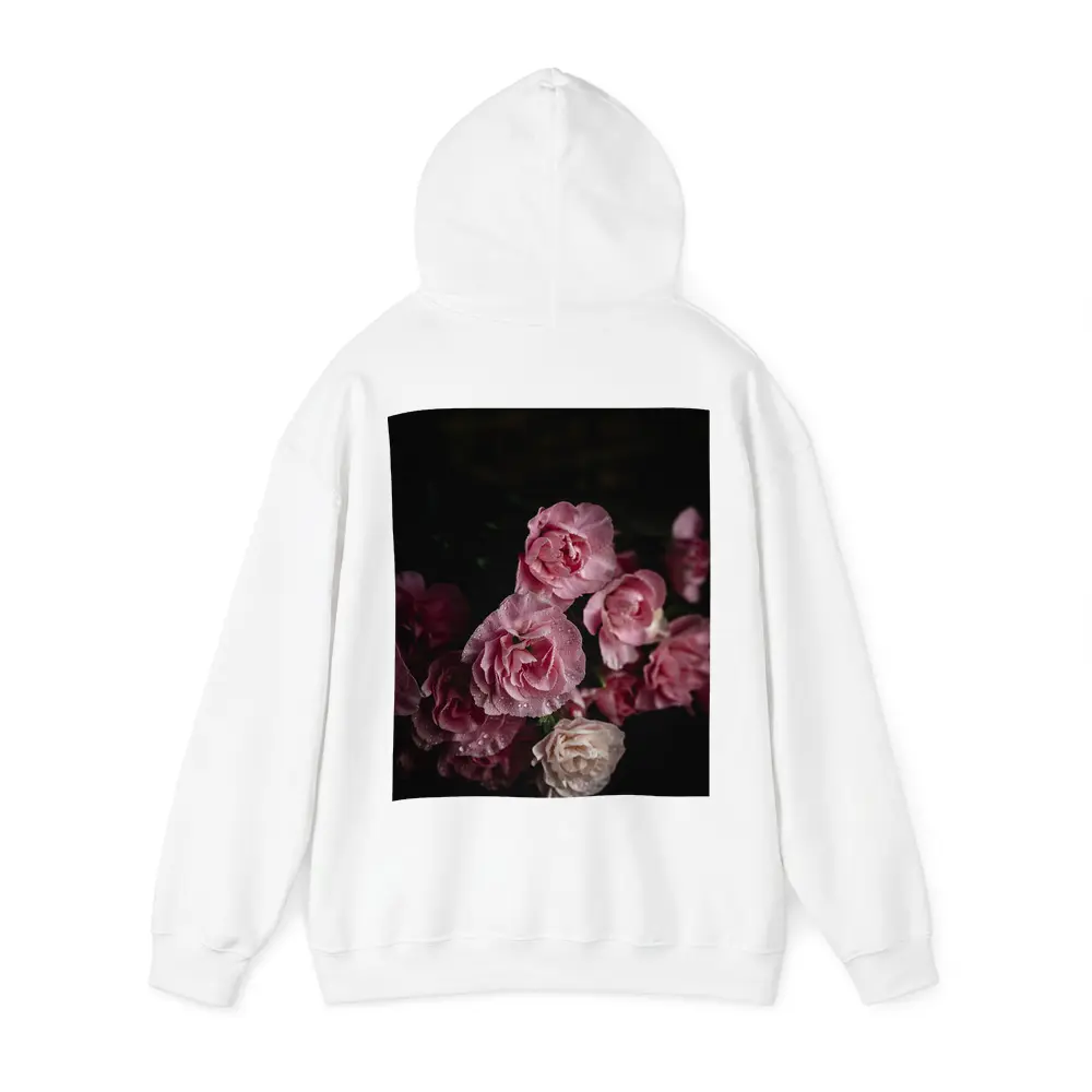 Pink Roses With Water Drops Dark Background – Hoodies