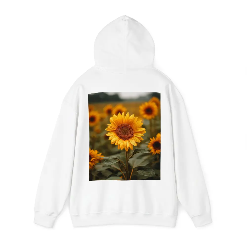Sunflower Field Golden Blooms Overcast Sky – Hoodies