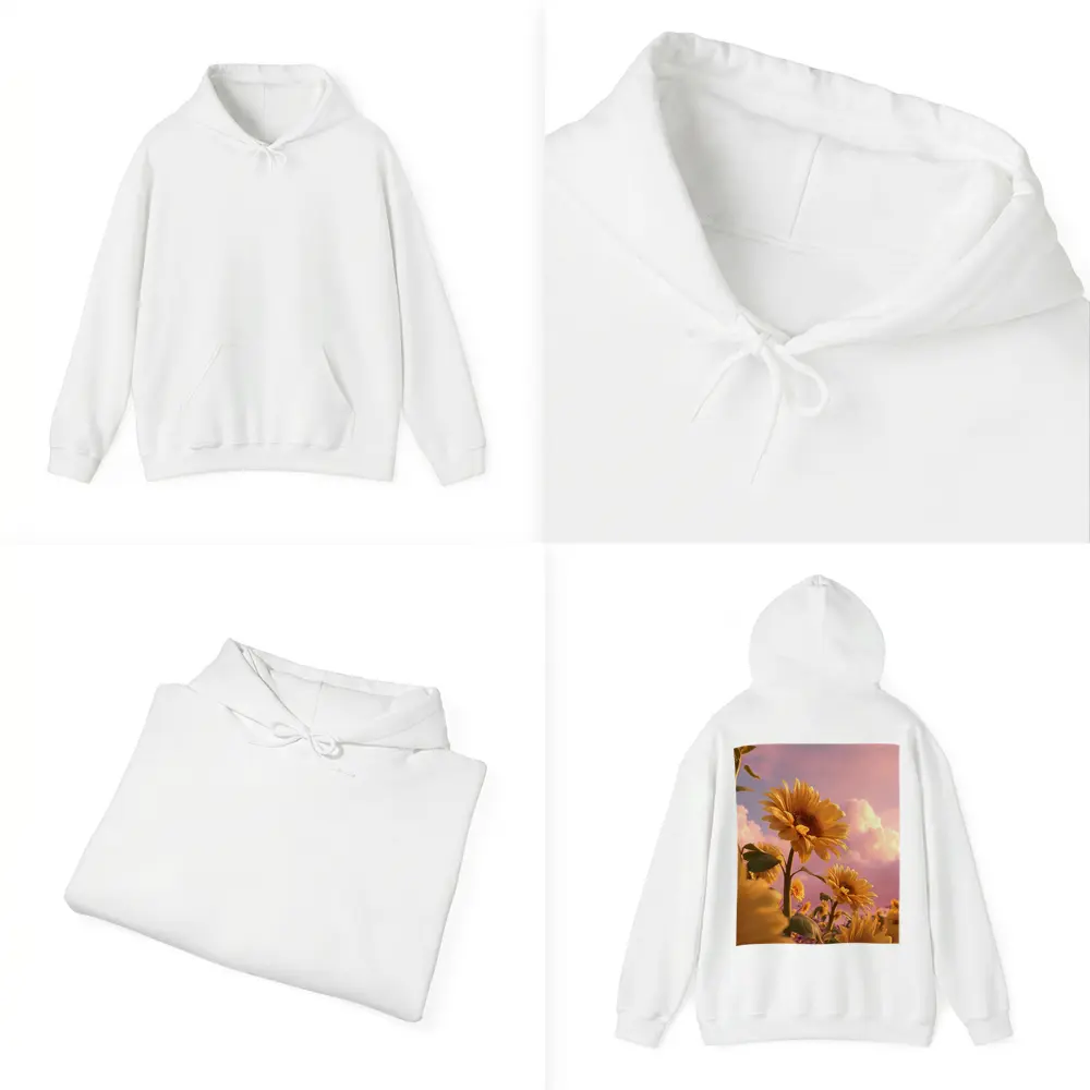 Sunflowers Against Pink Dreamy Sky – Hoodies