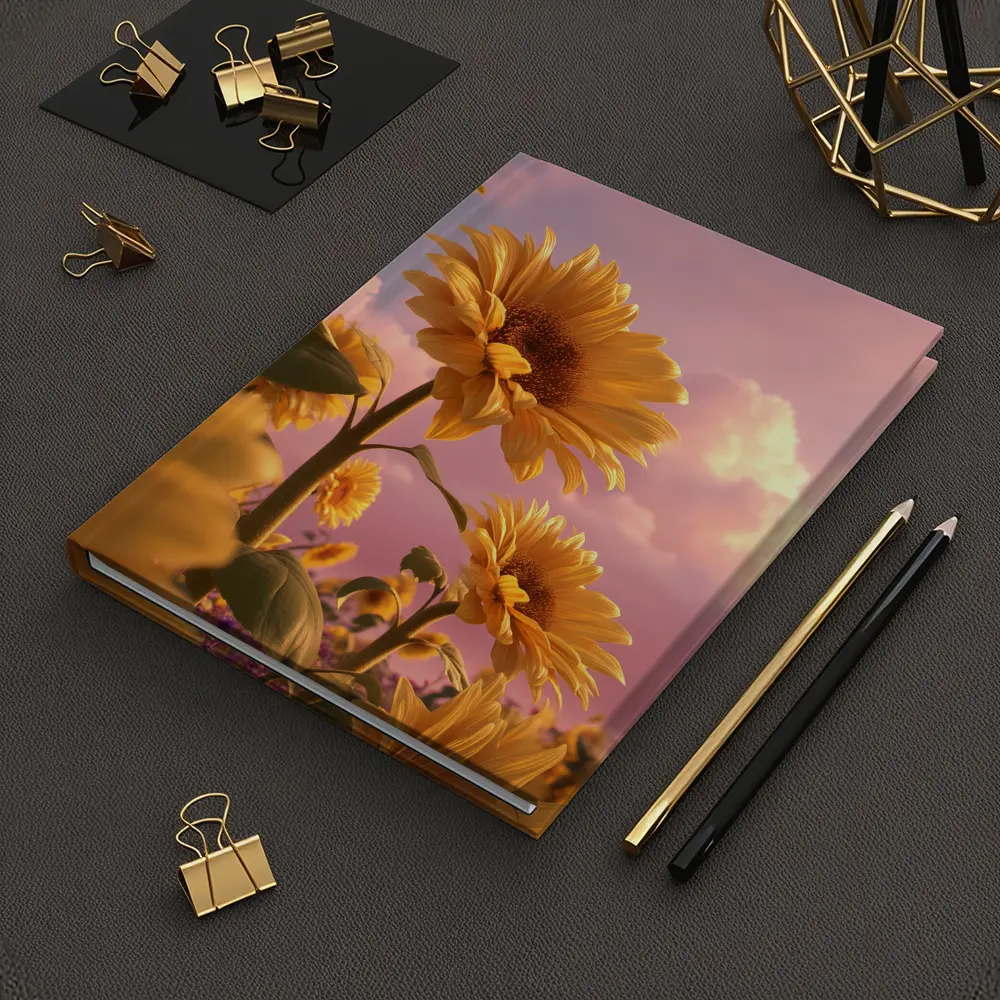 Sunflowers Against Pink Dreamy Sky – Notebooks