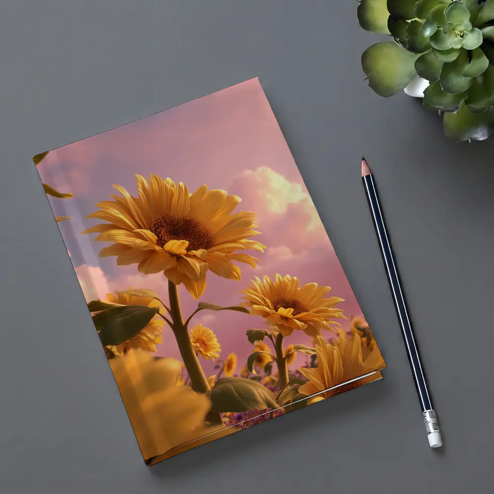 Sunflowers Against Pink Dreamy Sky – Notebooks