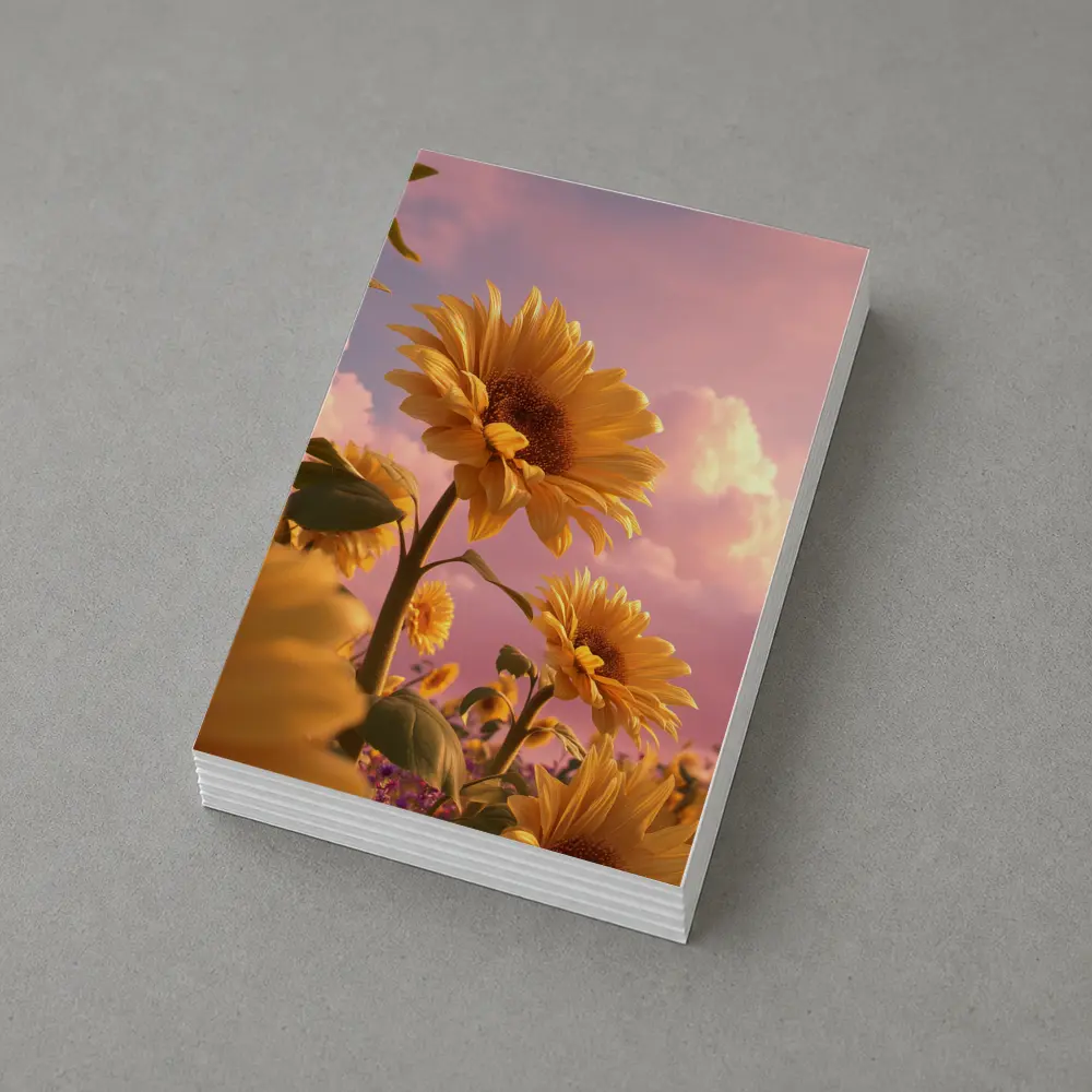 Sunflowers Against Pink Dreamy Sky – Postcards