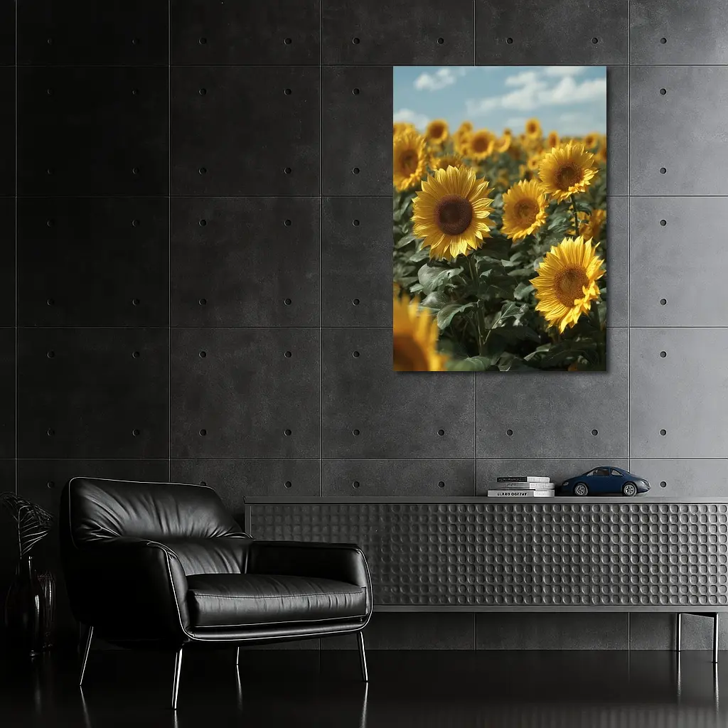 Sunflower Field Under Bright Blue Sky – Wall Art