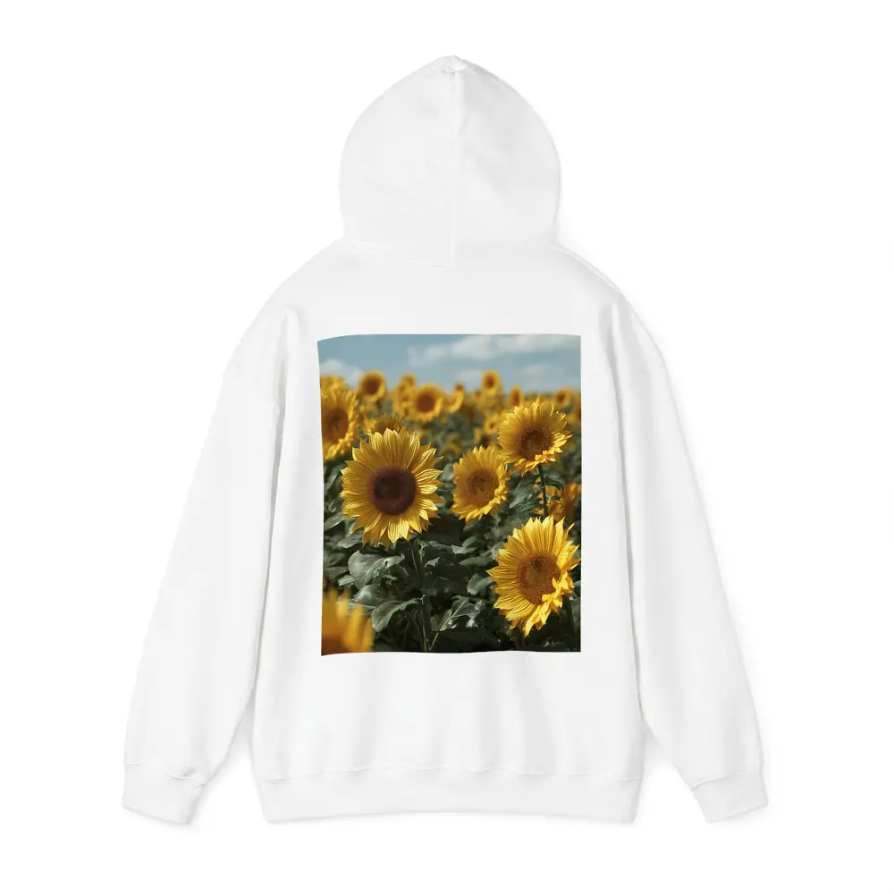 Sunflower Field Under Bright Blue Sky – Hoodies
