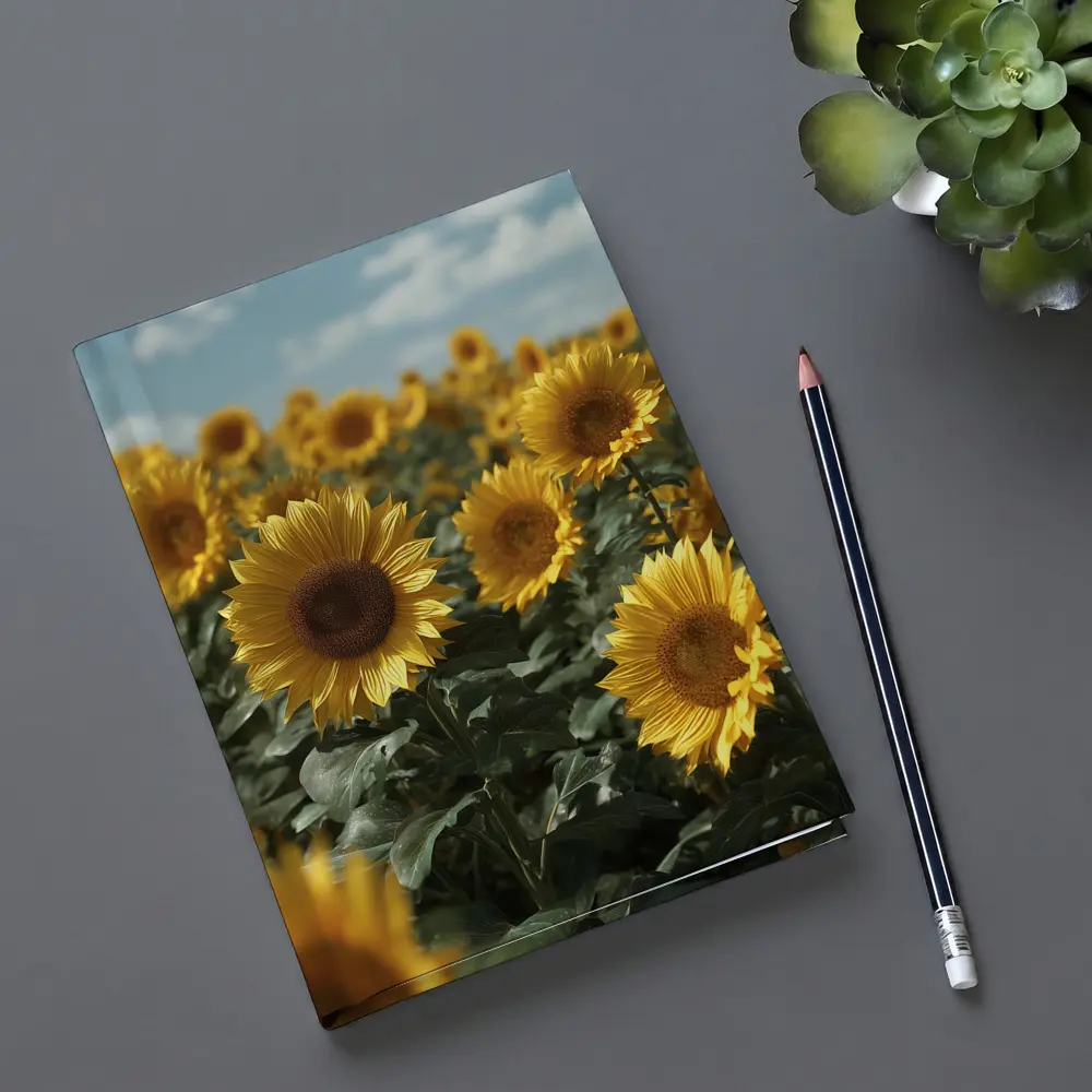 Sunflower Field Under Bright Blue Sky – Notebooks
