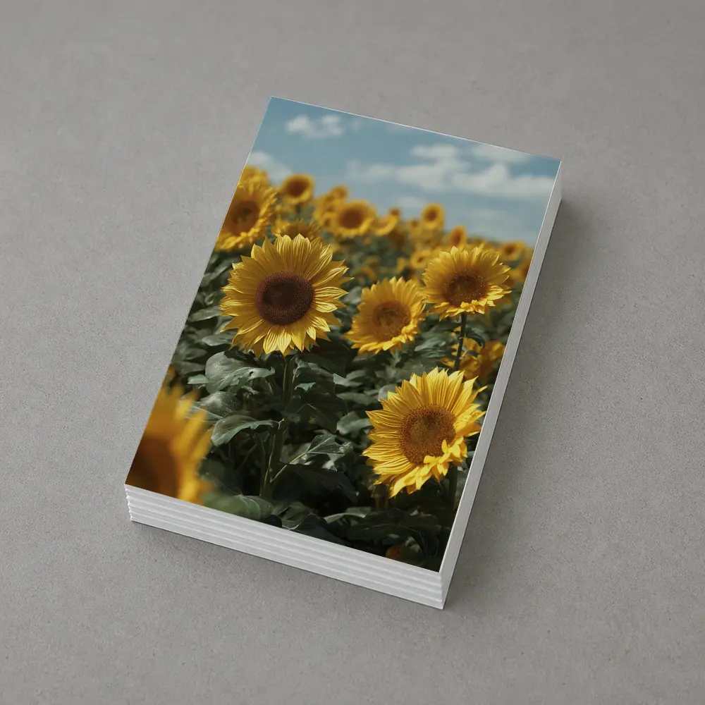 Sunflower Field Under Bright Blue Sky – Postcards
