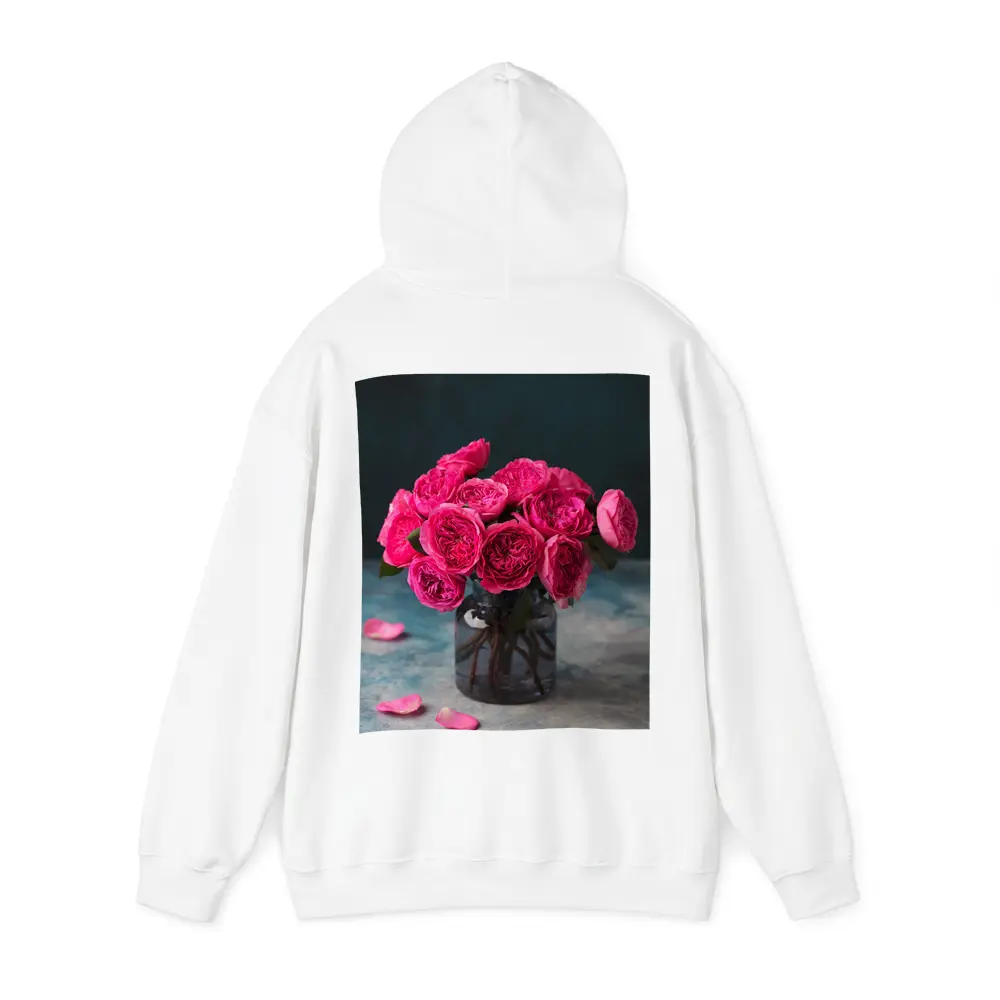 Pink Roses Bouquet In Glass Vase – Hoodies