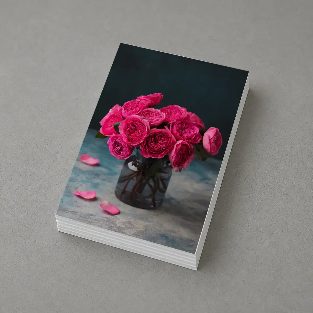 Pink Roses Bouquet In Glass Vase – Postcards