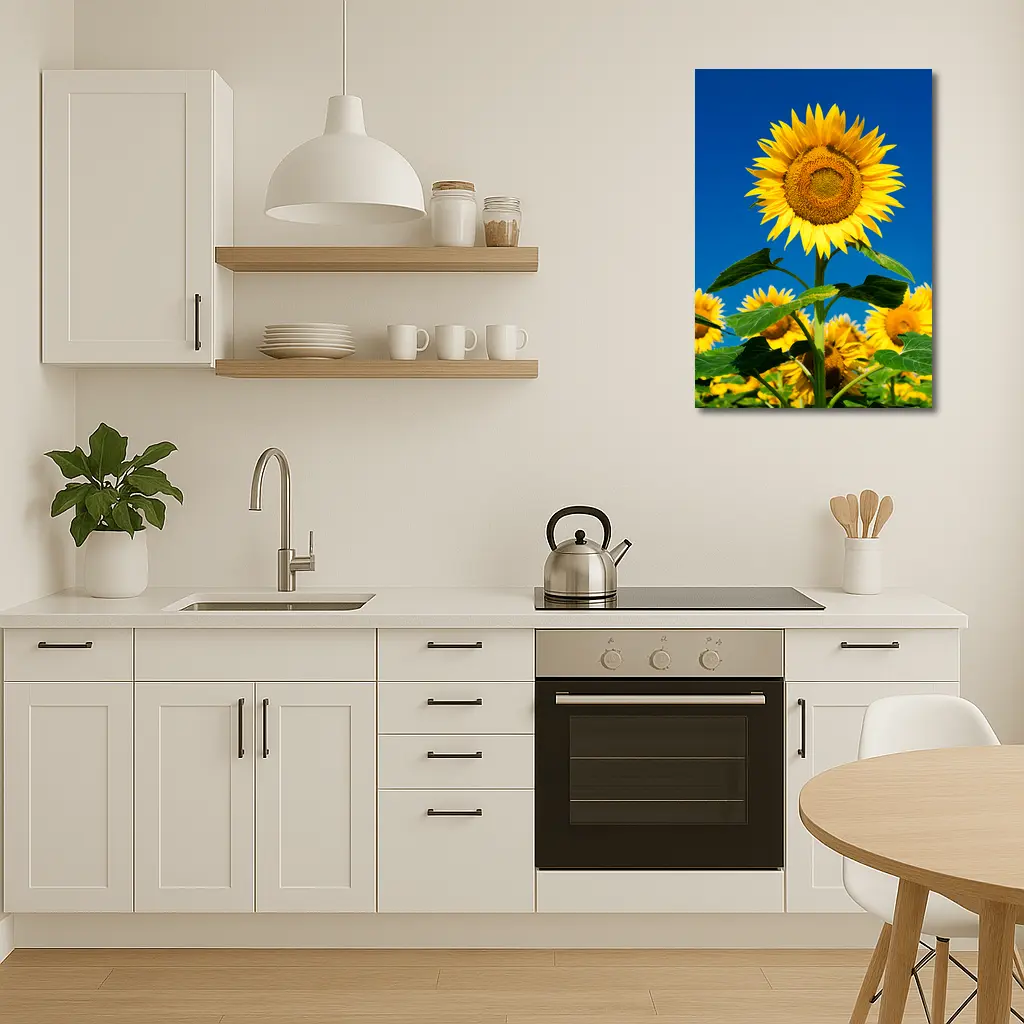 Sunflower Field Against Clear Blue Sky – Wall Art