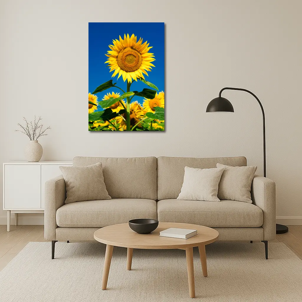 Sunflower Field Against Clear Blue Sky – Wall Art