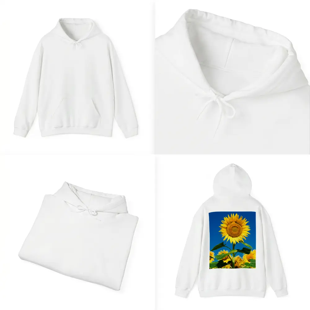 Sunflower Field Against Clear Blue Sky – Hoodies