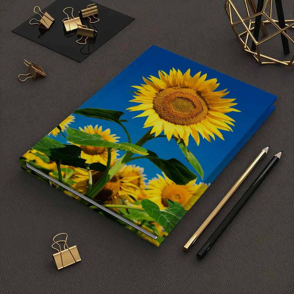 Sunflower Field Against Clear Blue Sky – Notebooks
