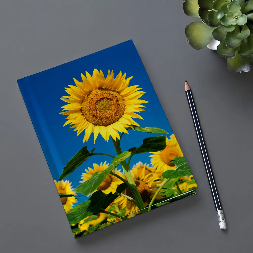 Sunflower Field Against Clear Blue Sky – Notebooks