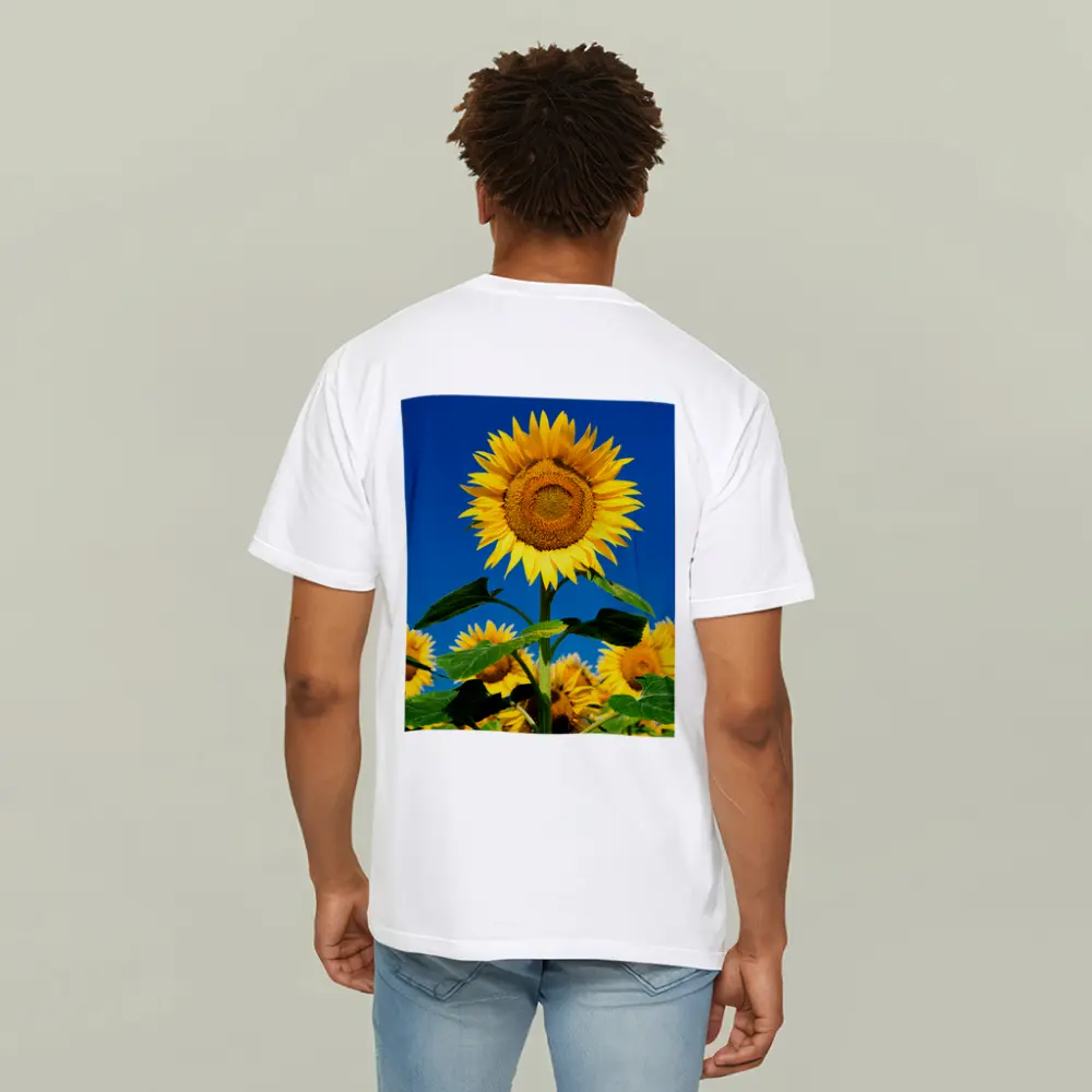 Sunflower Field Against Clear Blue Sky – T-Shirts