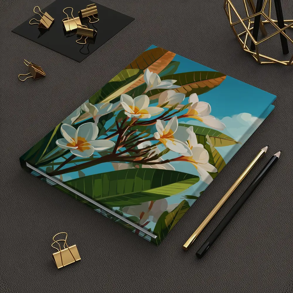 Plumeria Flowers Tropical Sky Illustration Art – Notebooks