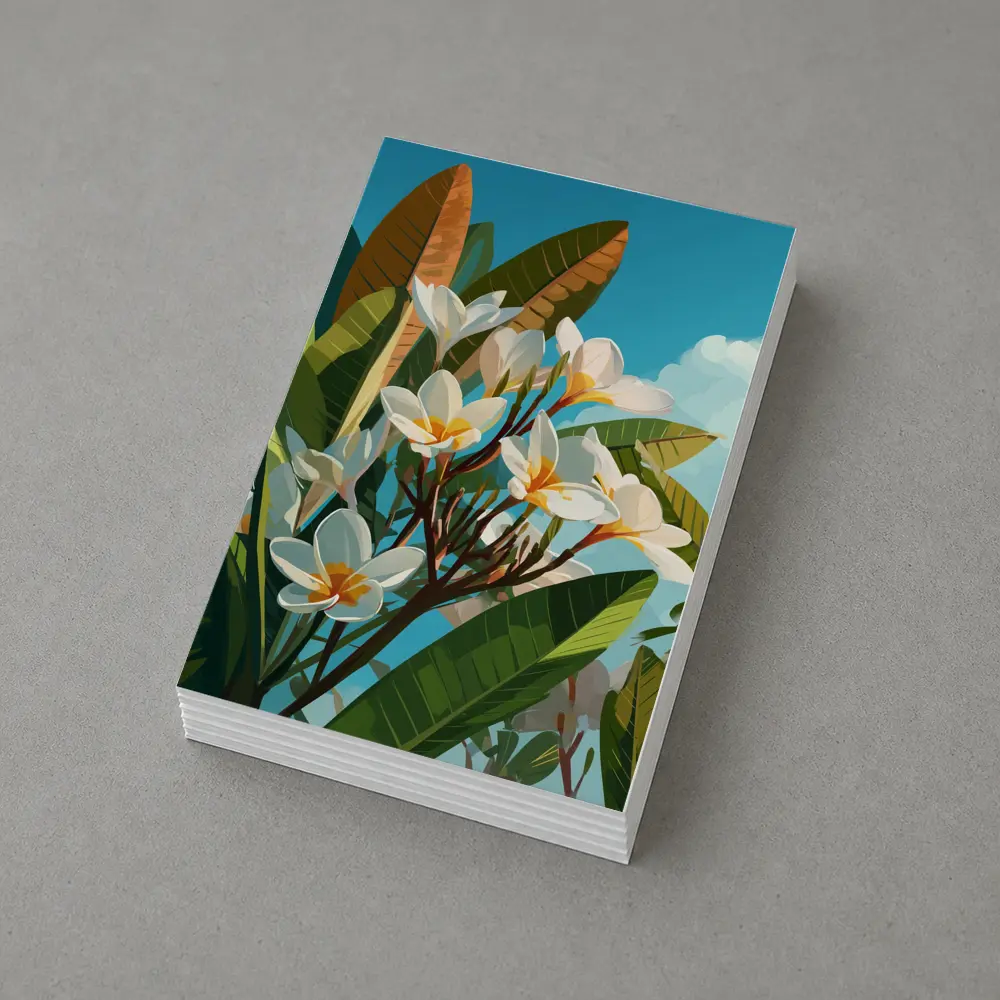 Plumeria Flowers Tropical Sky Illustration Art – Postcards