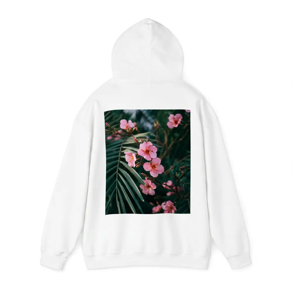 Pink Oleander Flowers Among Green Palm Leaves – Hoodies