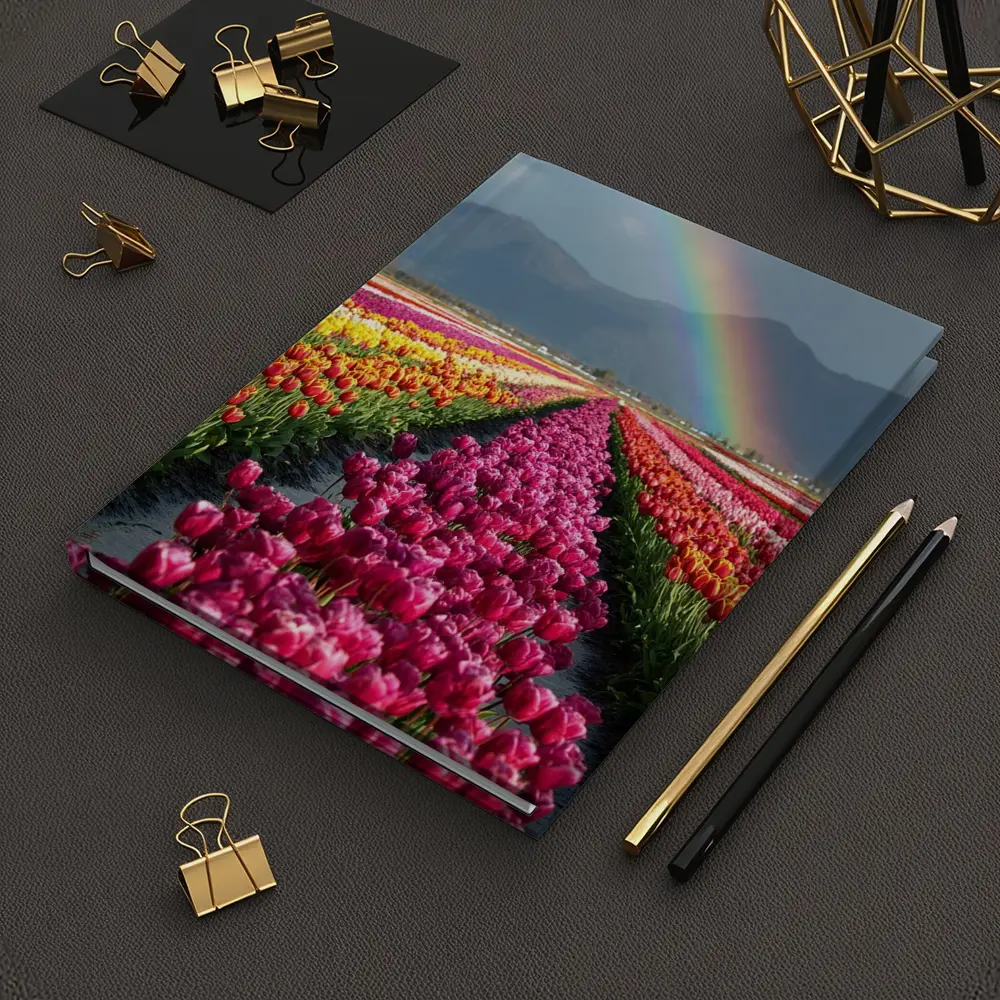 Tulip Field Rainbow Mountains Colorful Landscape – Notebooks