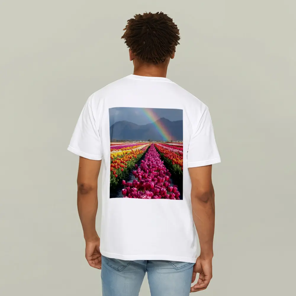 Tulip Field Rainbow Mountains Colorful Landscape – T-Shirts