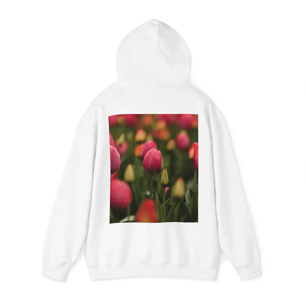 Pink Tulips Field Soft Green Background – Hoodies
