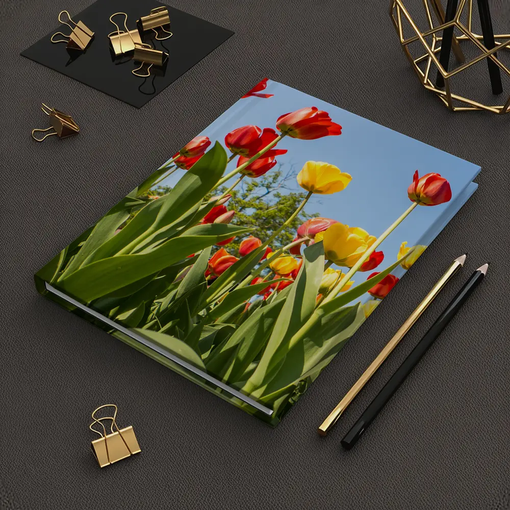 Red Yellow Tulips Against Blue Sky – Notebooks
