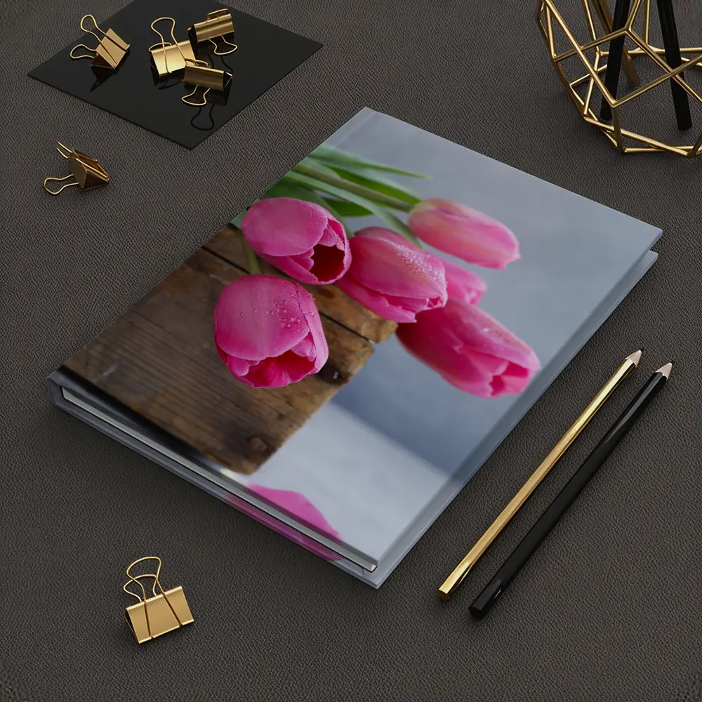 Pink Tulips in Rustic Wooden Box – Notebooks