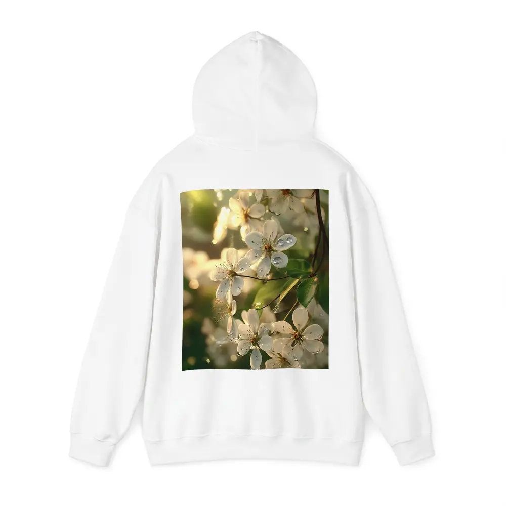 White Cherry Blossoms With Morning Dew Drops – Hoodies