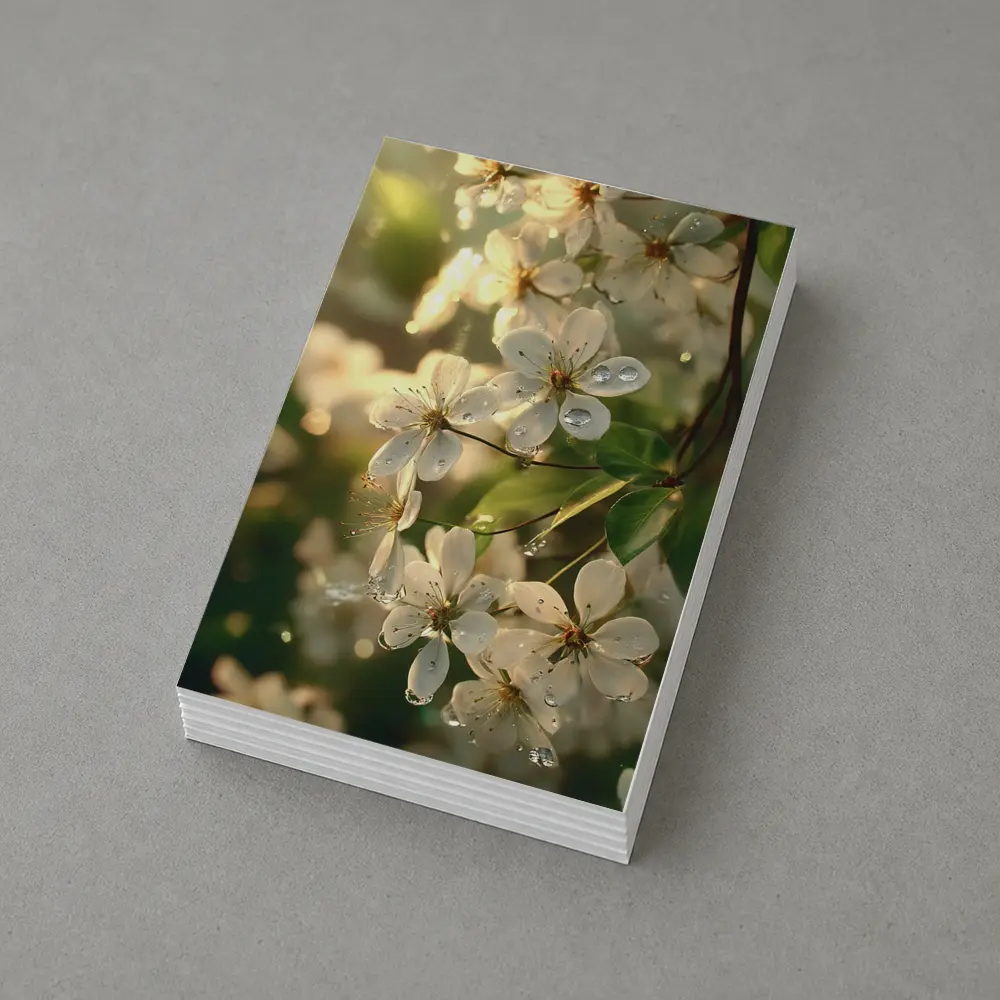 White Cherry Blossoms With Morning Dew Drops – Postcards