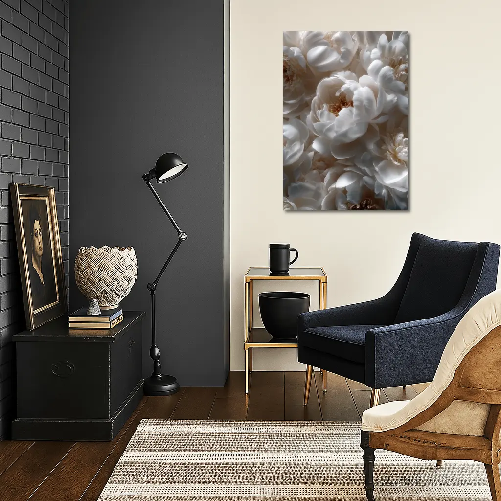 White Peony Flowers Soft Floral Close Up – Wall Art