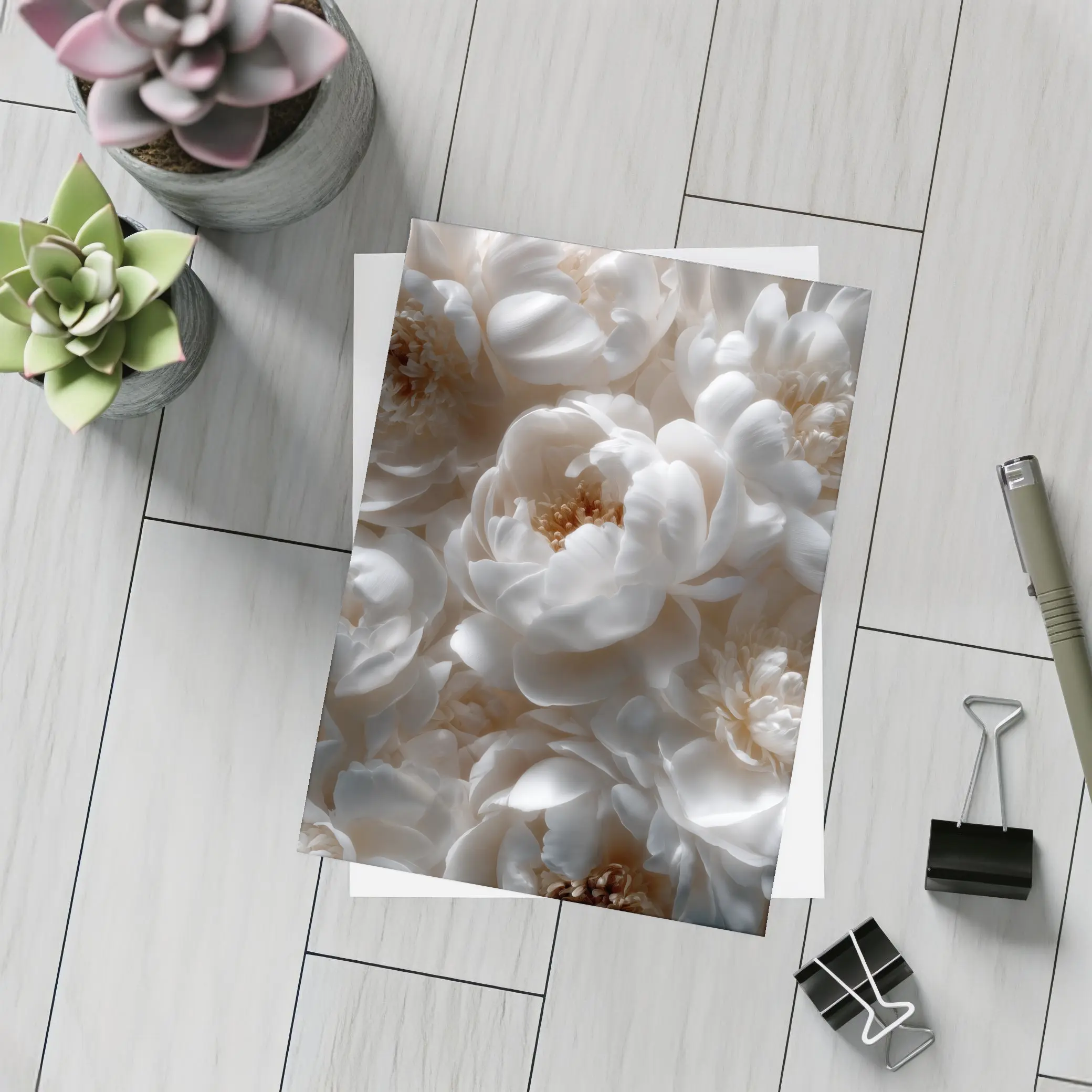 White Peony Flowers Soft Floral Close Up – Postcards