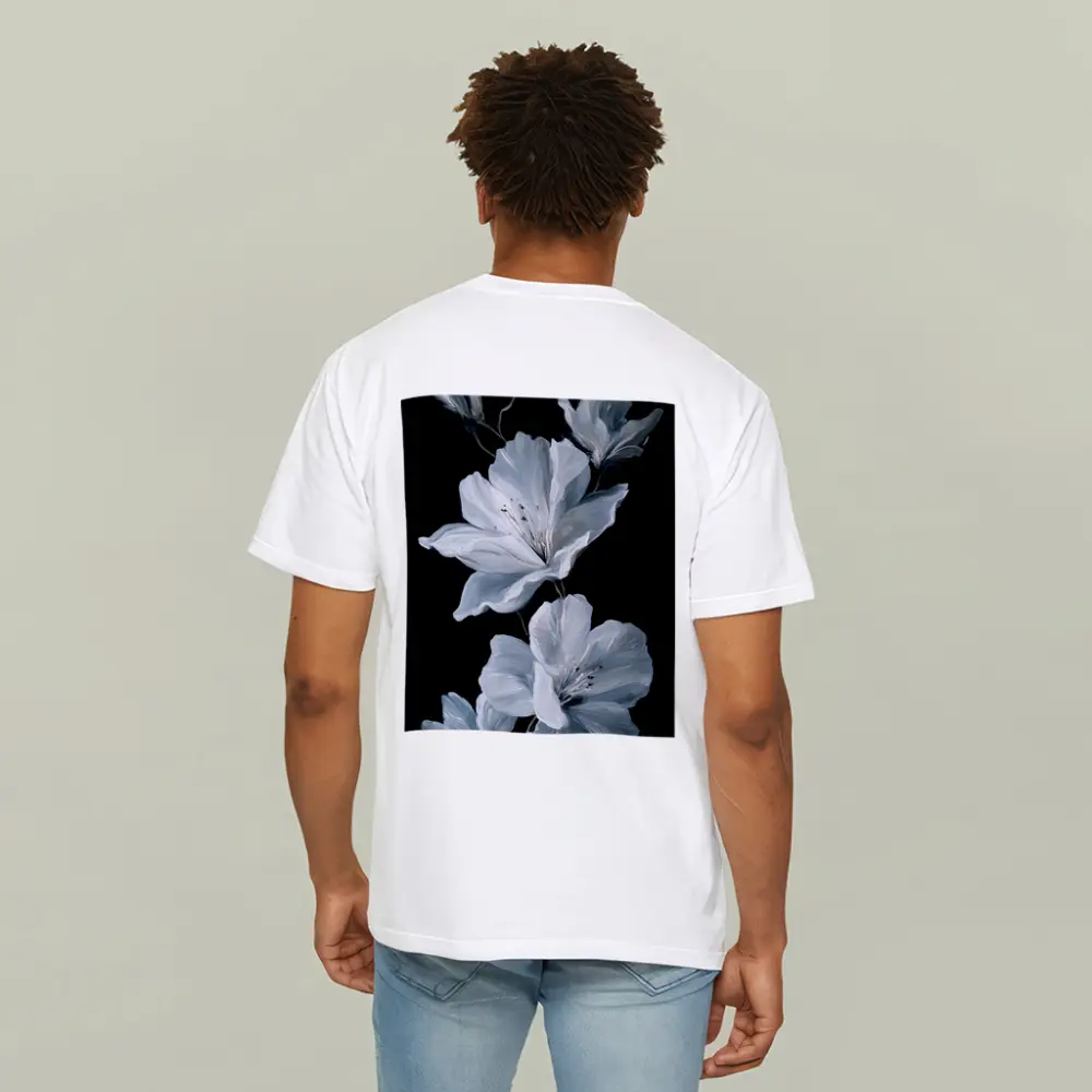 White Azalea Flowers On Black Background – T-Shirts