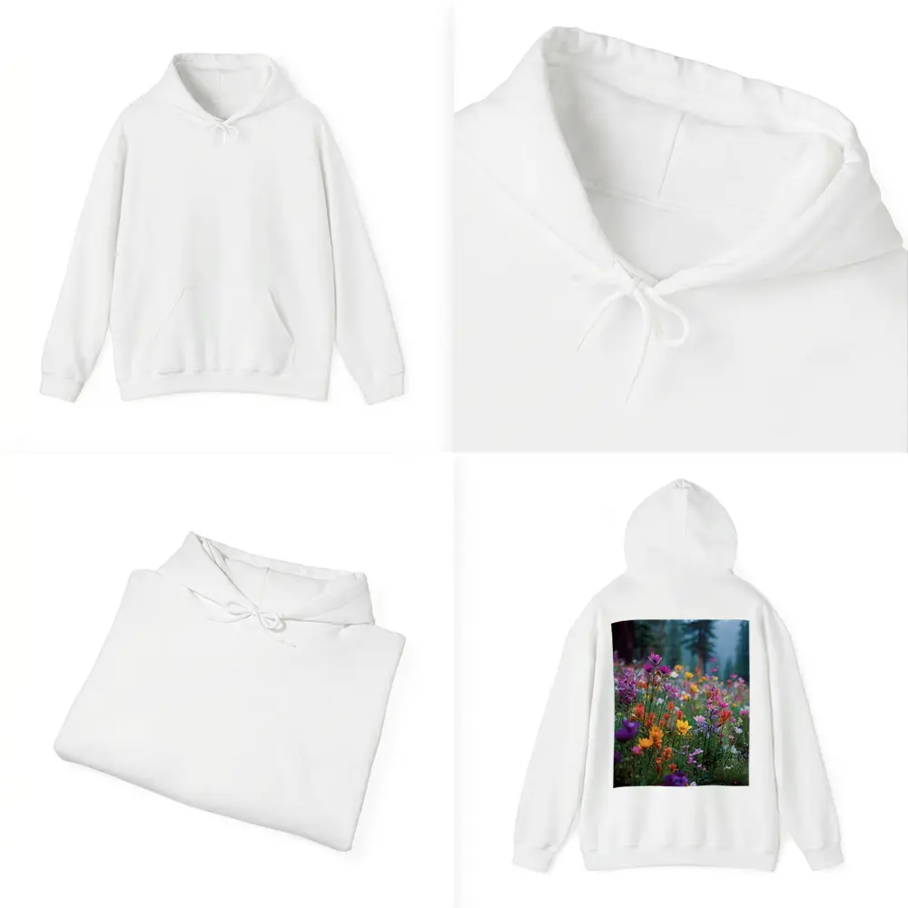 Colorful Wildflowers Meadow Forest Mountain Background – Hoodies