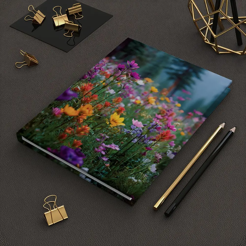Colorful Wildflowers Meadow Forest Mountain Background – Notebooks