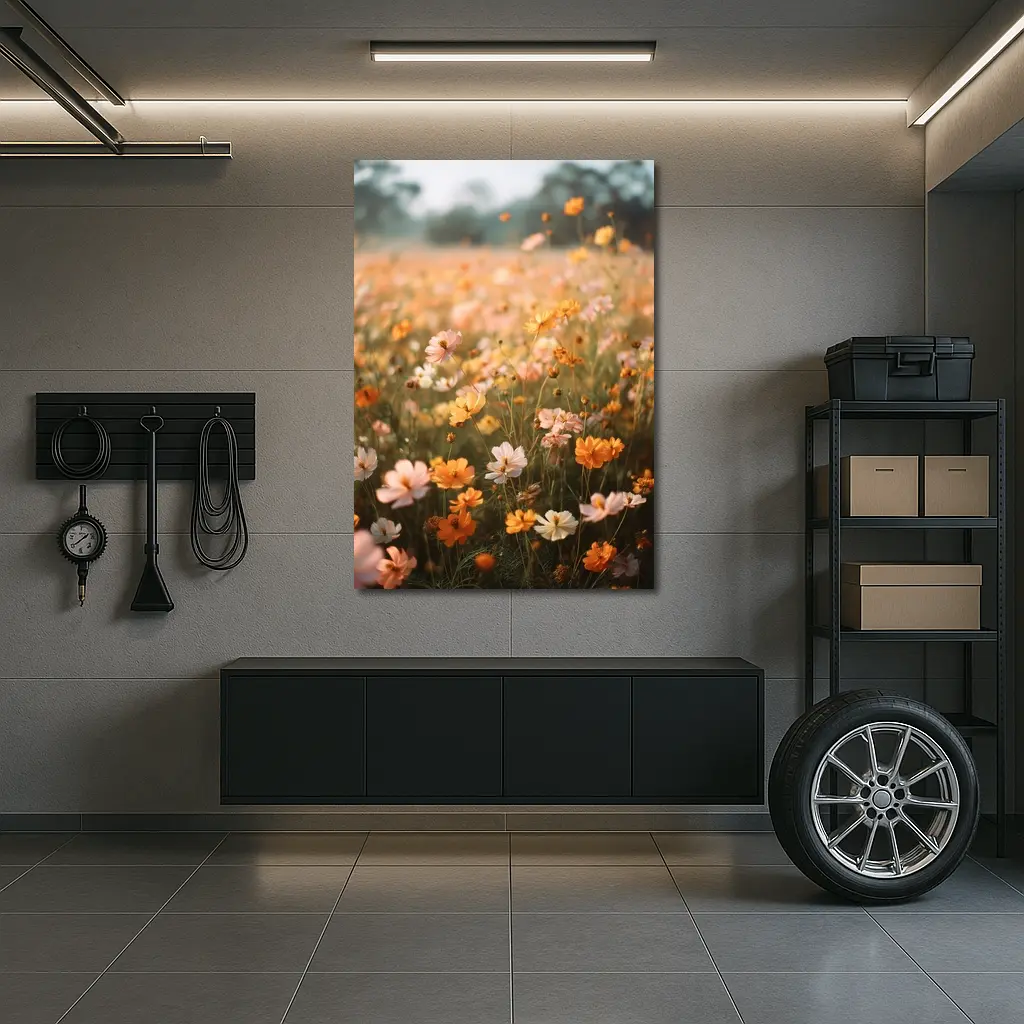 Cosmos Wildflower Field Soft Golden Light – Wall Art