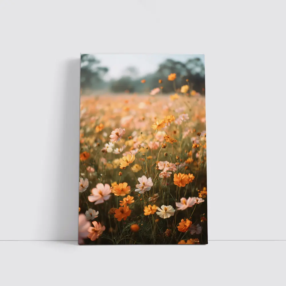 Cosmos Wildflower Field Soft Golden Light – Wall Art