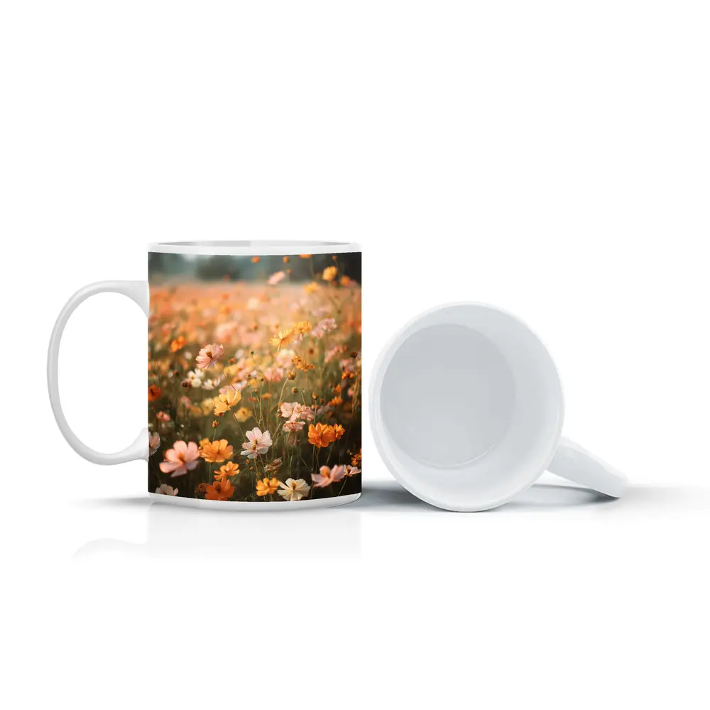 Cosmos Wildflower Field Soft Golden Light – Mugs