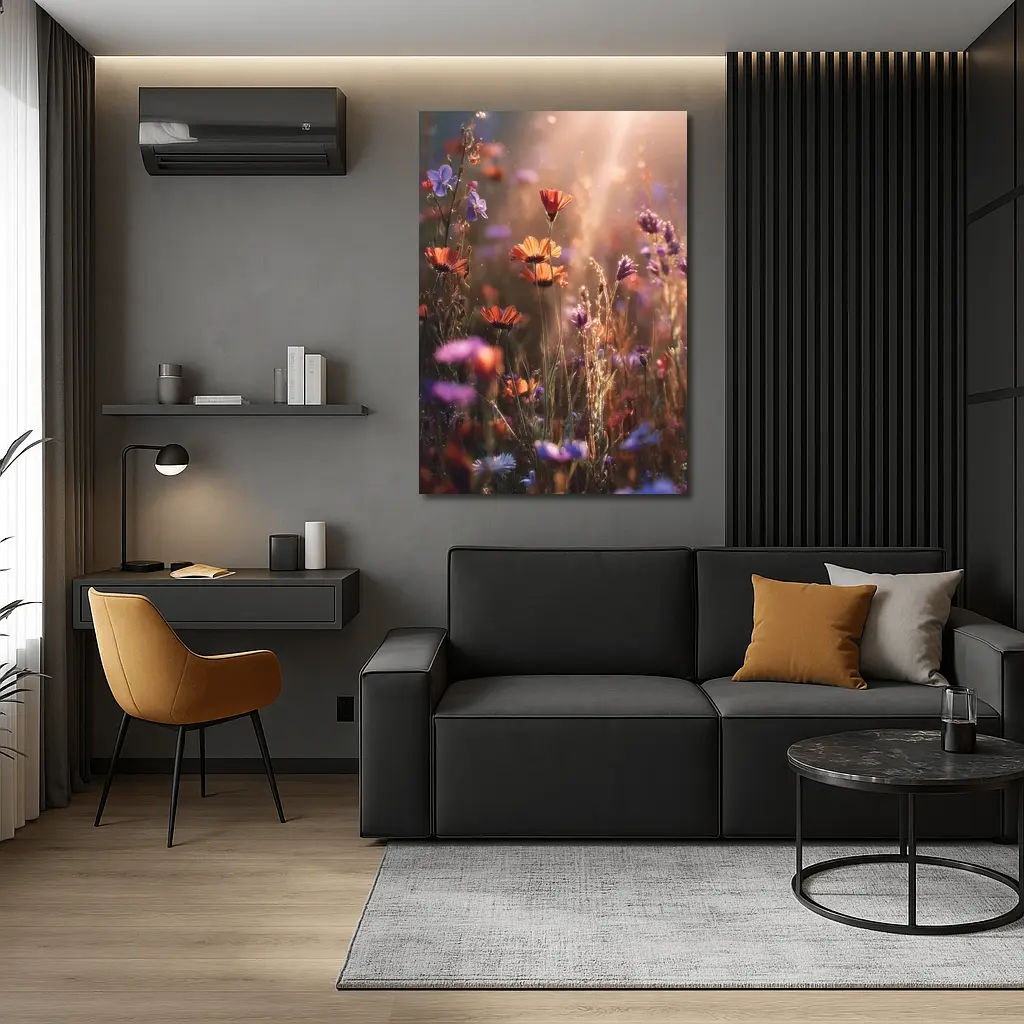 Wild Meadow Flowers Glowing Sunlit Field – Wall Art
