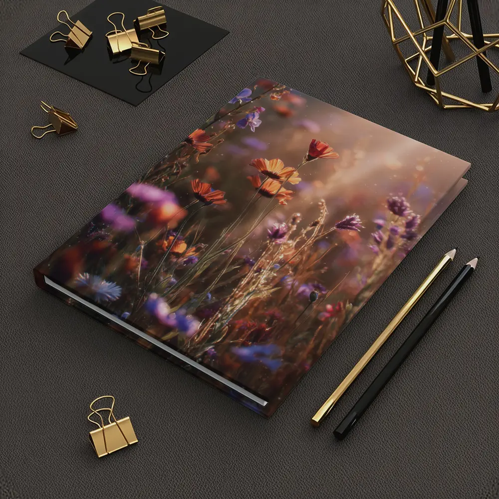 Wild Meadow Flowers Glowing Sunlit Field – Notebooks