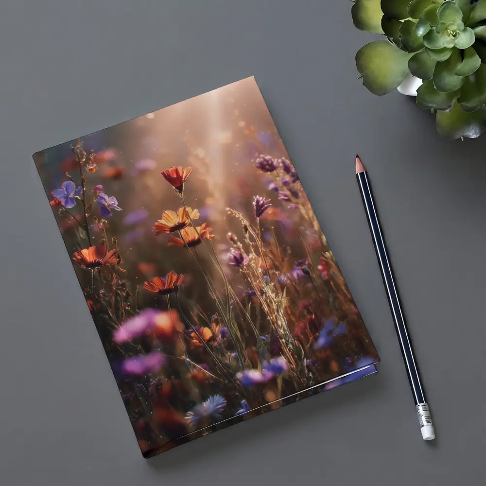 Wild Meadow Flowers Glowing Sunlit Field – Notebooks