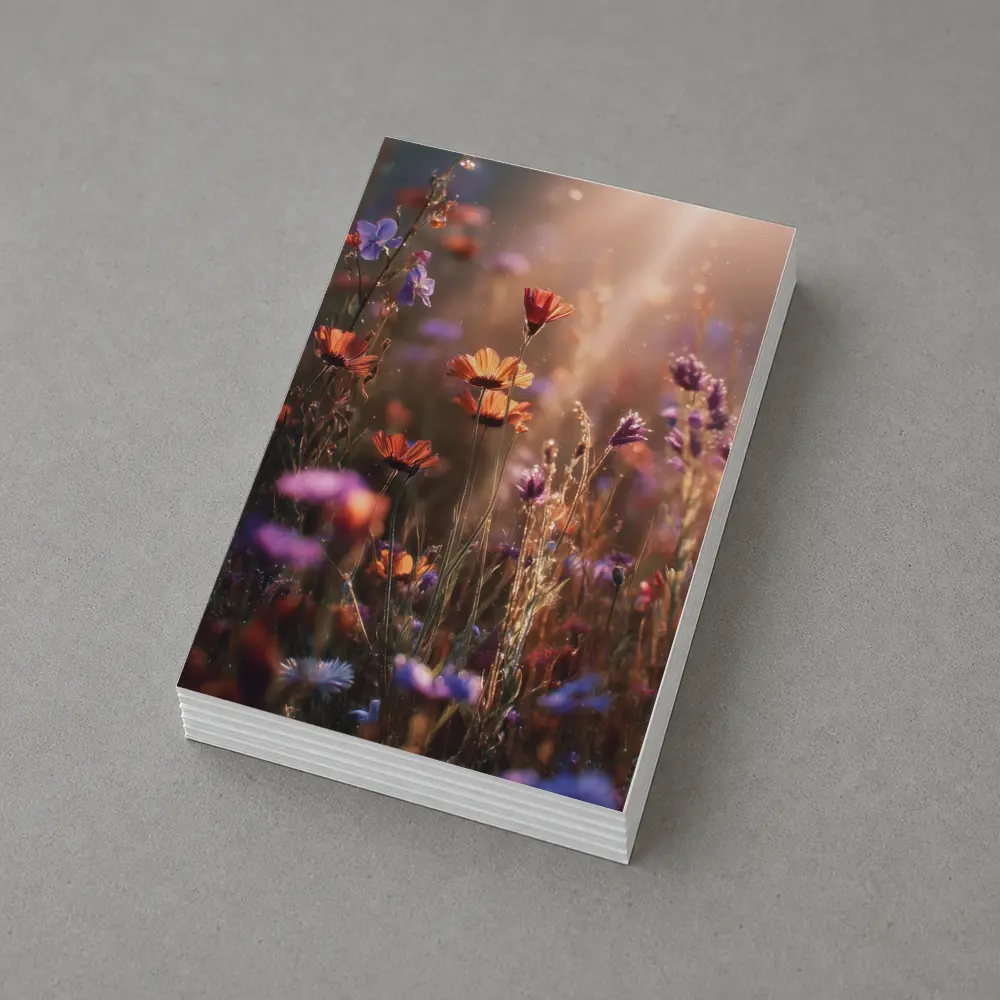 Wild Meadow Flowers Glowing Sunlit Field – Postcards